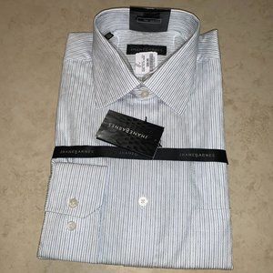 NEW Jhane Barnes WH/Brown/Blue Strip Dress Shirt
